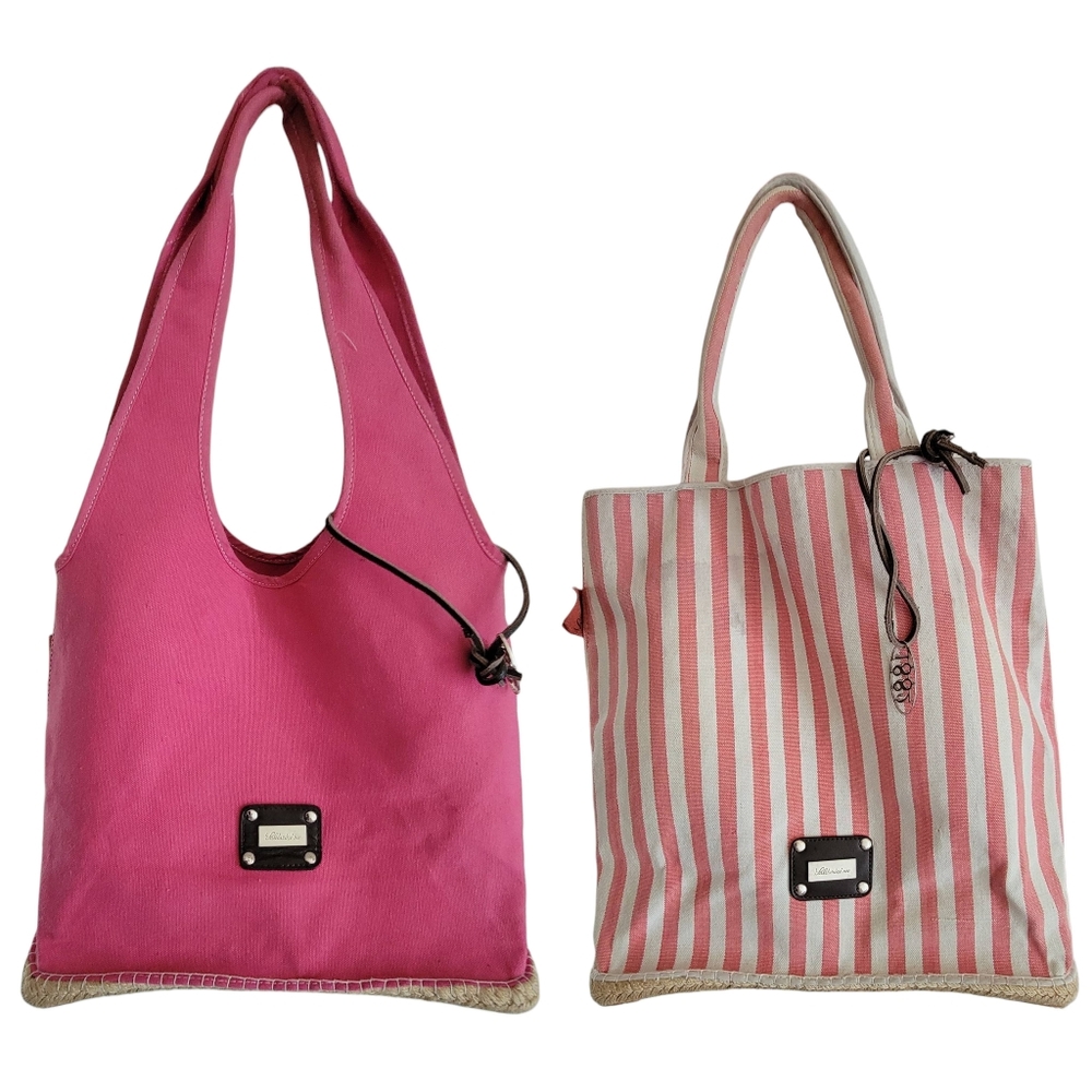 2 Saldarini 1882 Striped Espabag Cotton Tote Bucket Bags Beach Nautical *READ!*